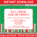 Editable Text Flyer Christmas Invitation Christmas Party Ticket