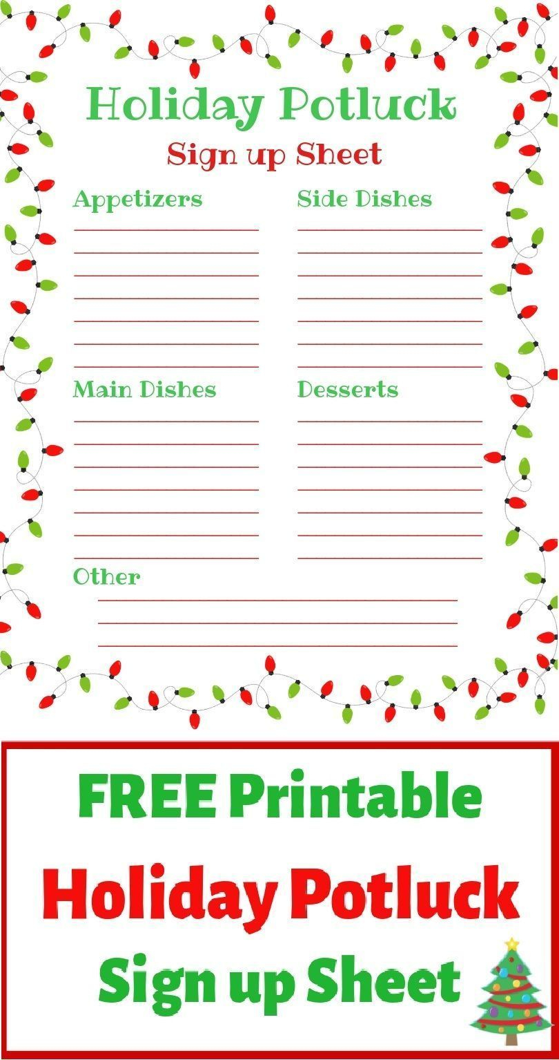 Free Printable Christmas Potluck Sign Up Sheet Free Printable Christmas Potluck Sign Up Sheet