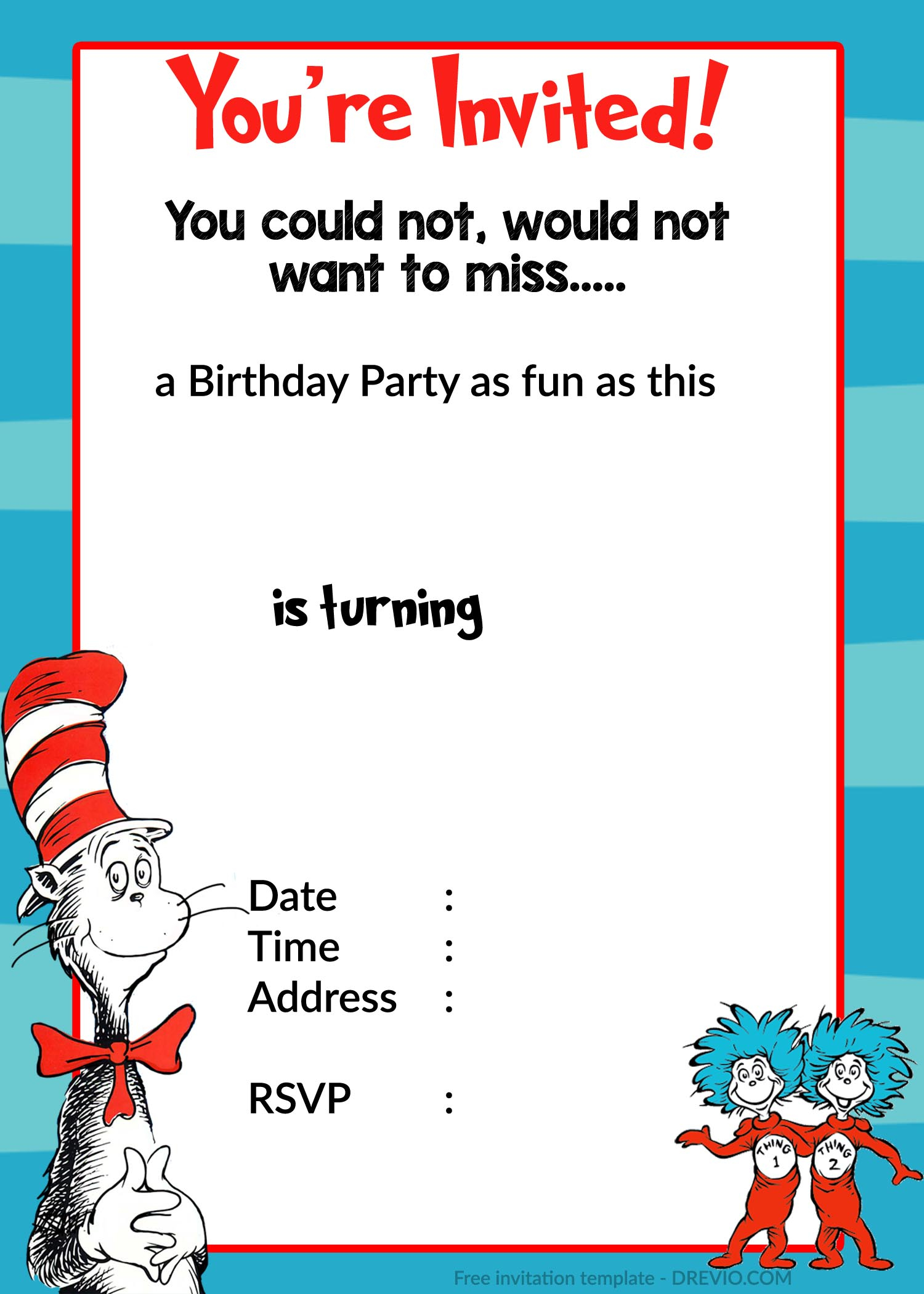 Free Printable Dr Seuss Birthday InvitationsFREE PRINTABLE Birthday Free Printable Dr Seuss Birthday InvitationsFREE PRINTABLE Birthday
