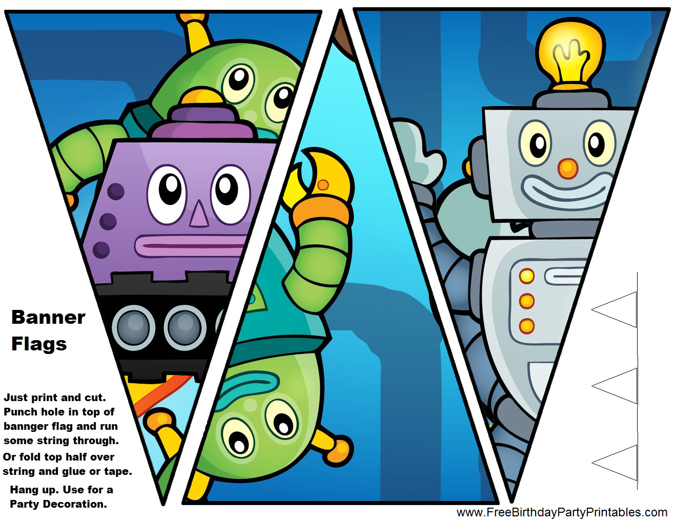 Free Robot Birthday Party Printables Flag Bunting Banners Mec Jeux De