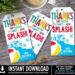 Pool Party Favor Tag Thank You Tags Birthday Party Favors Etsy In