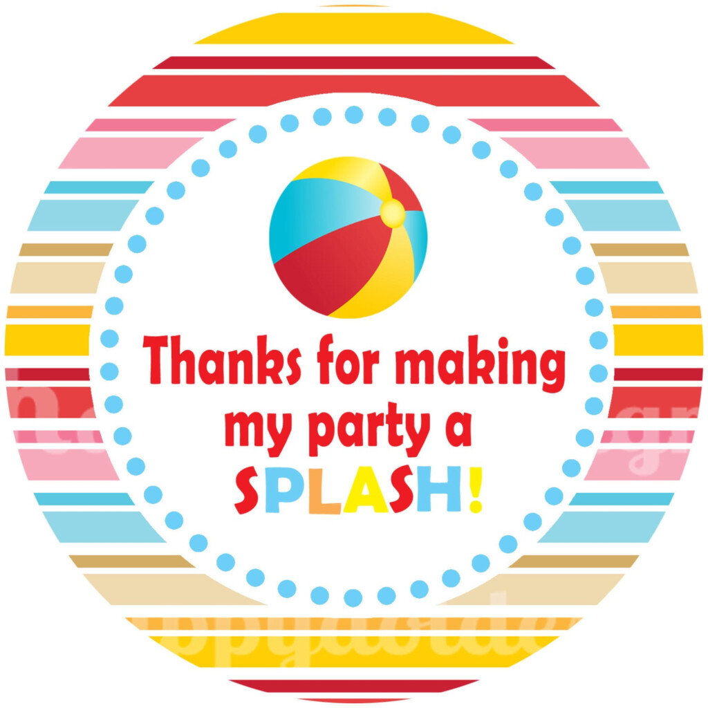 Printable Pool Party Favor Tags Stickers