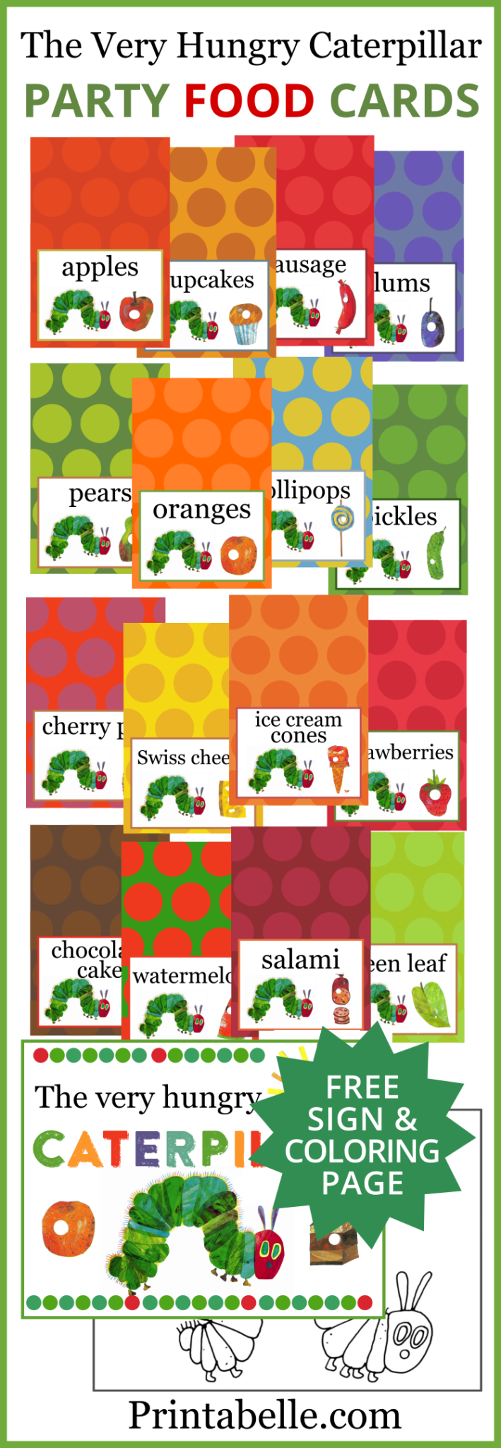 The Very Hungry Caterpillar Printable Food Cards Free Sign And The Very Hungry Caterpillar Printable Food Cards Free Sign And