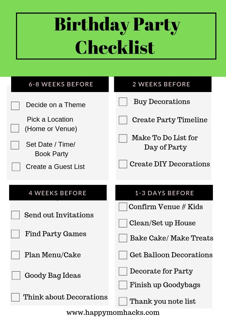 Ultimate Kids Birthday Party Checklist Free Printable Birthday Ultimate Kids Birthday Party Checklist Free Printable Birthday