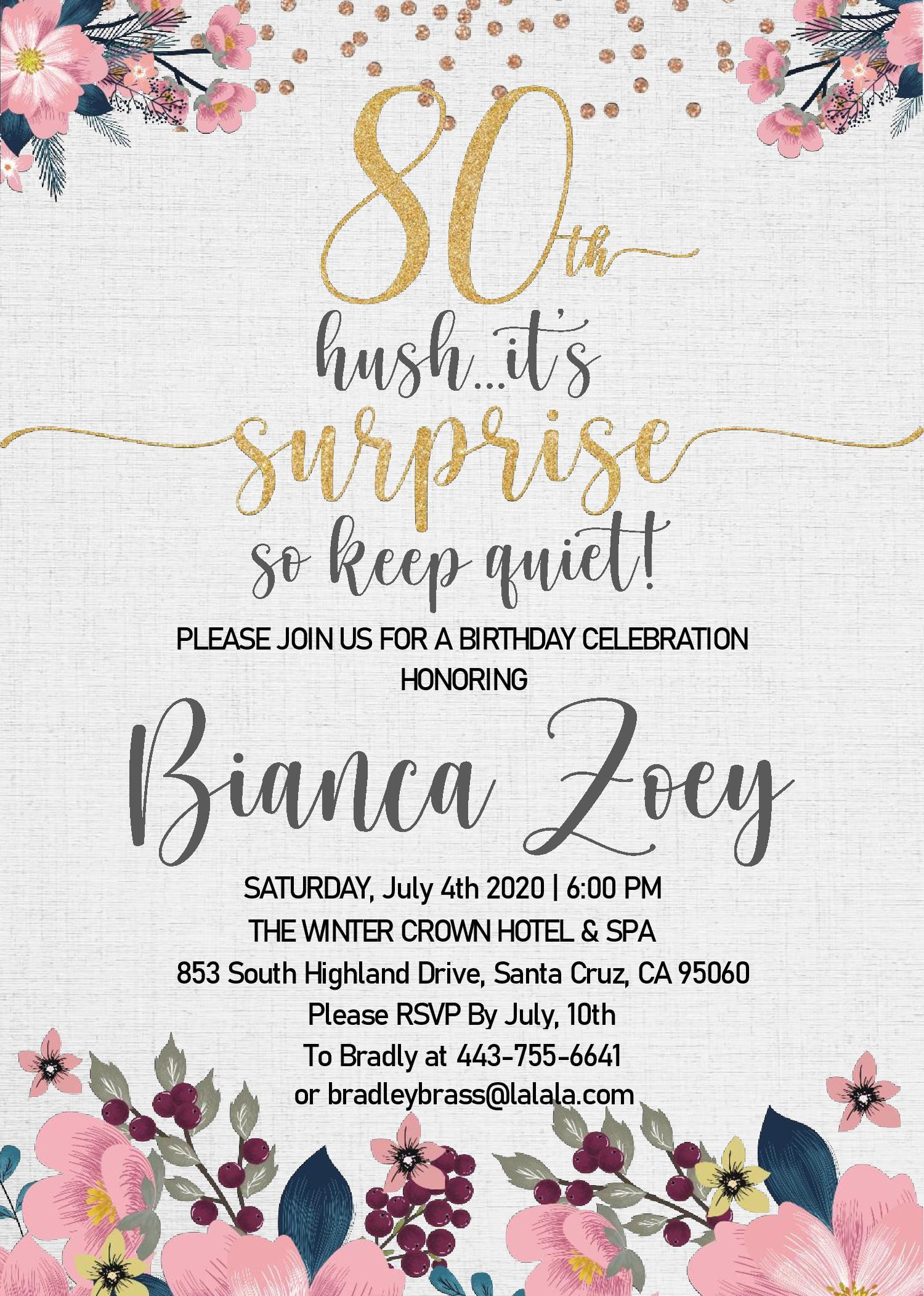 80th Birthday Party Invitations Templates Free Download 80th Birthday Party Invitations Templates Free Download