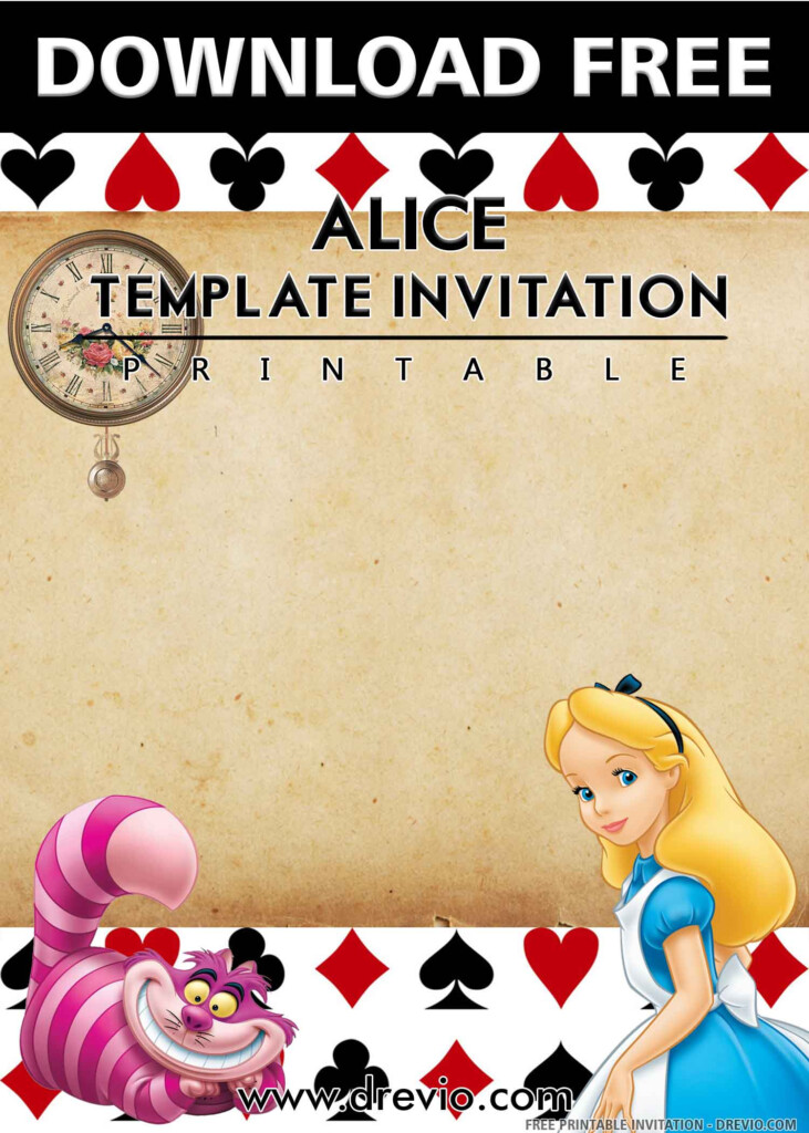 Alice in Wonderland Birthday Invitation watermark Download Hundreds 