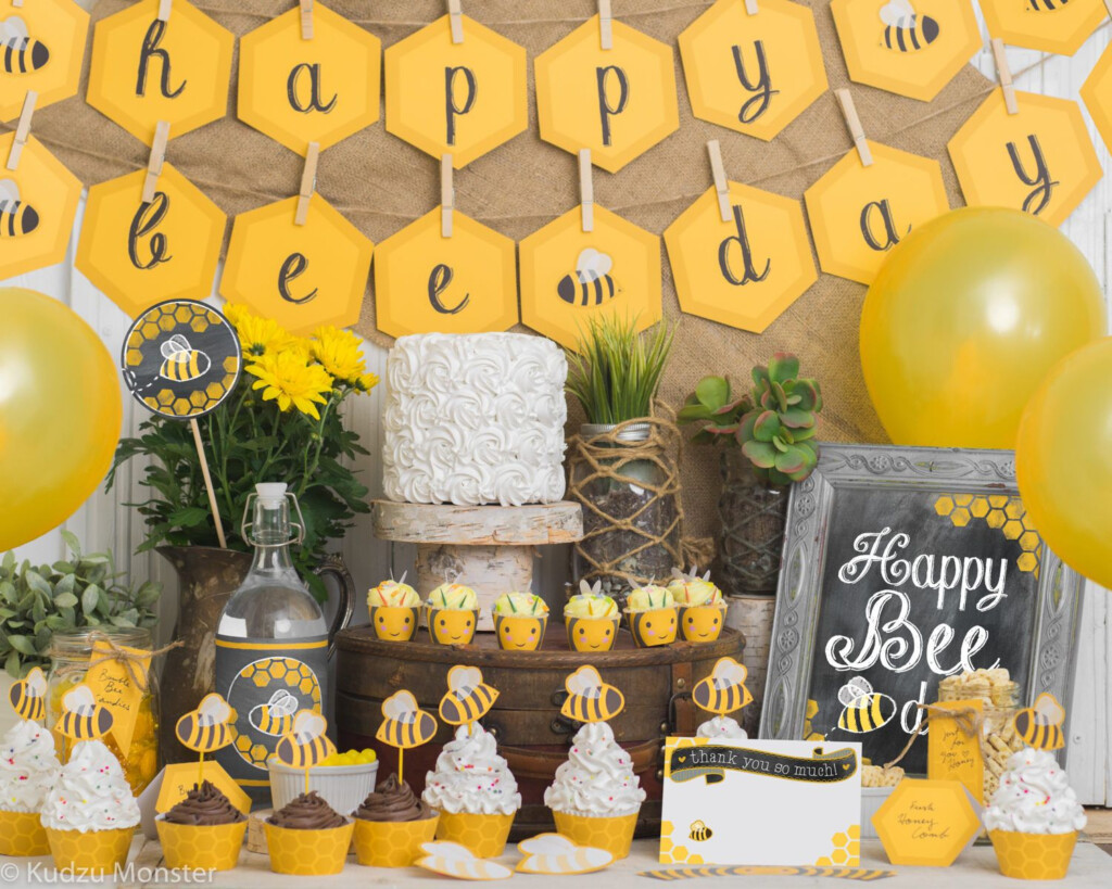 BEE Day Birthday Party Kit Bumble Bee Themed 1st Birthday 2nd Birthday 