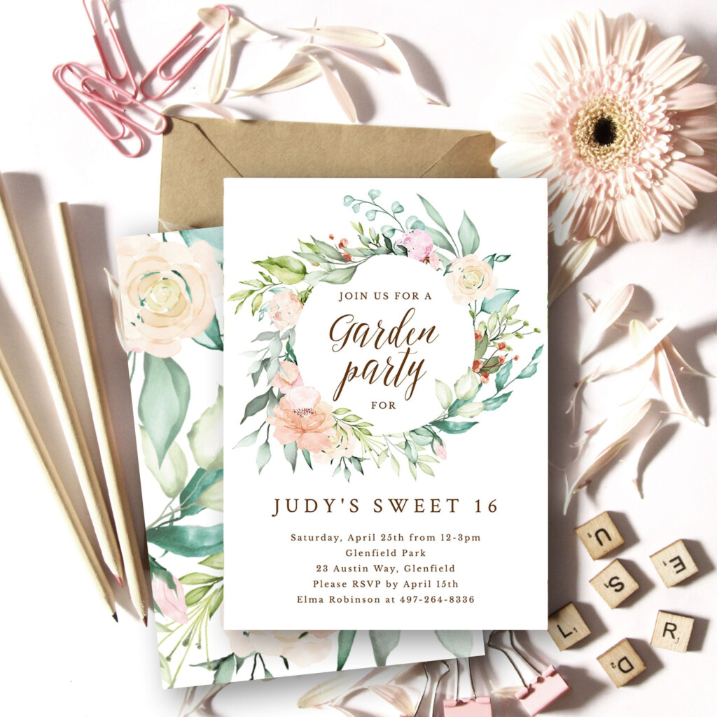 Birthday Invitation Garden Party 5x7 Editable Instant Etsy Birthday 