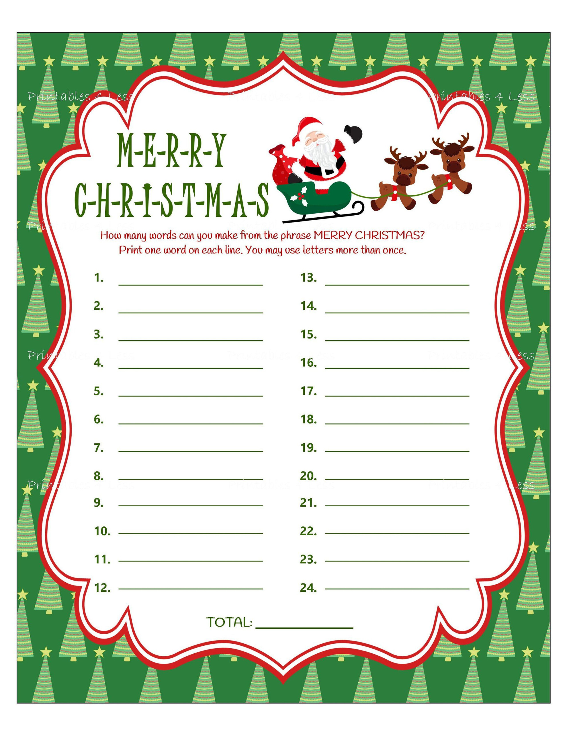 Christmas Word Game Printable Christmas Party Game Holiday Etsy Christmas Word Game Printable Christmas Party Game Holiday Etsy