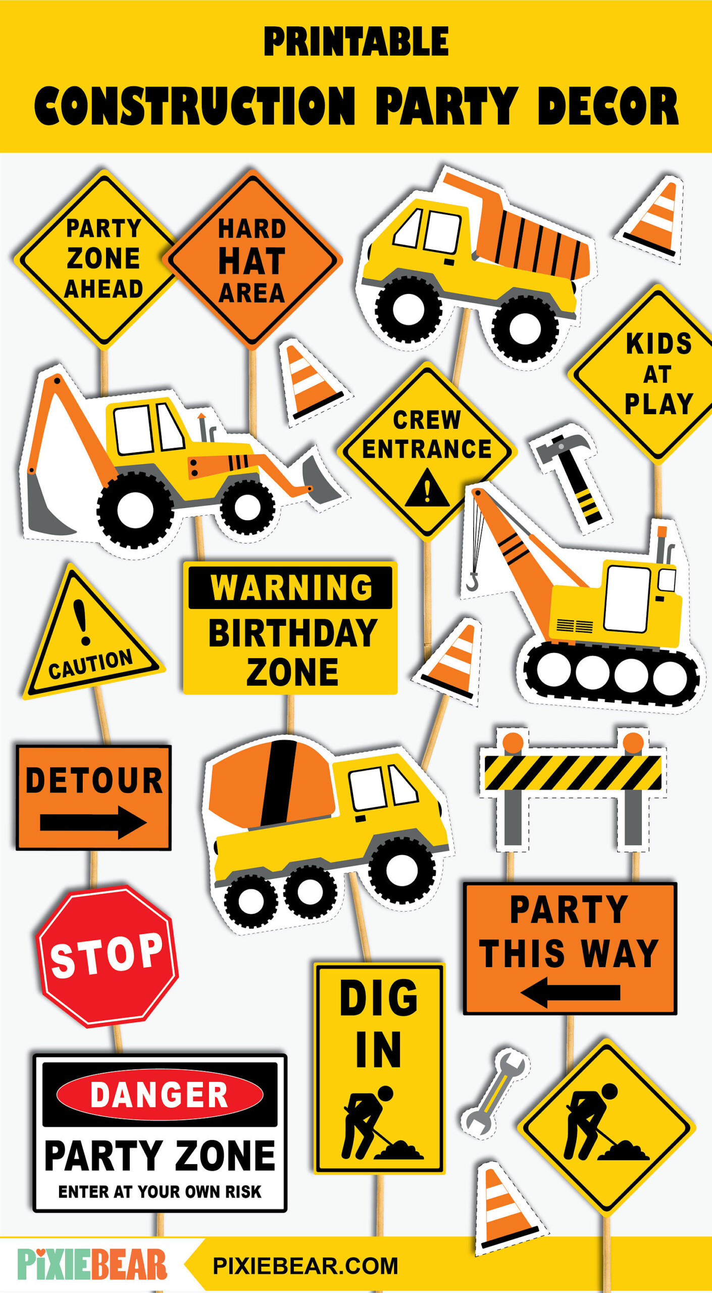 Construction Birthday Decoration Printable Construction Party Etsy Construction Birthday Decoration Printable Construction Party Etsy
