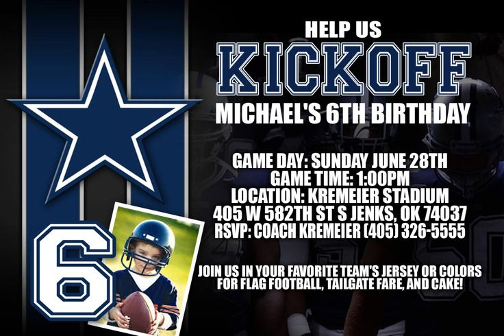 Dallas Cowboys Baby Shower Or Digital Birthday Invitation With PHOTO 