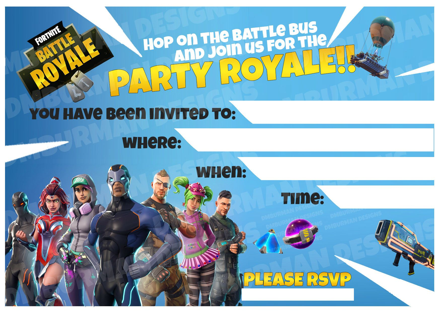 Fortnite Birthday Invitations Templates Fortnite Birthday Invitations Templates