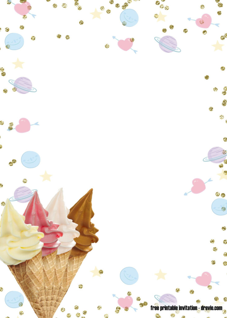 FREE Printable Ice Cream Birthday Invitation Templates Ice Cream 