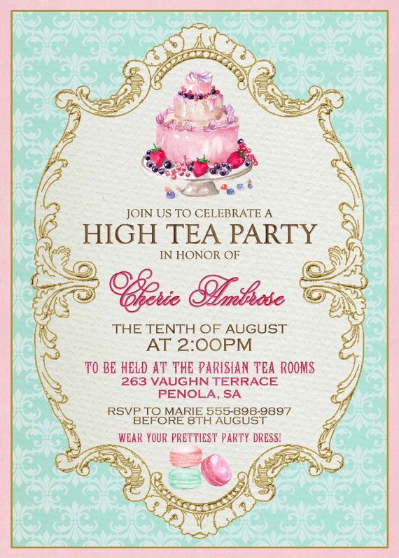 Free Printable Tea Party Invitation Templates 2016 High Tea