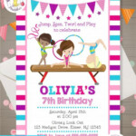 Gymnastics Invitation With Photo Girls Personalized Gymnastics