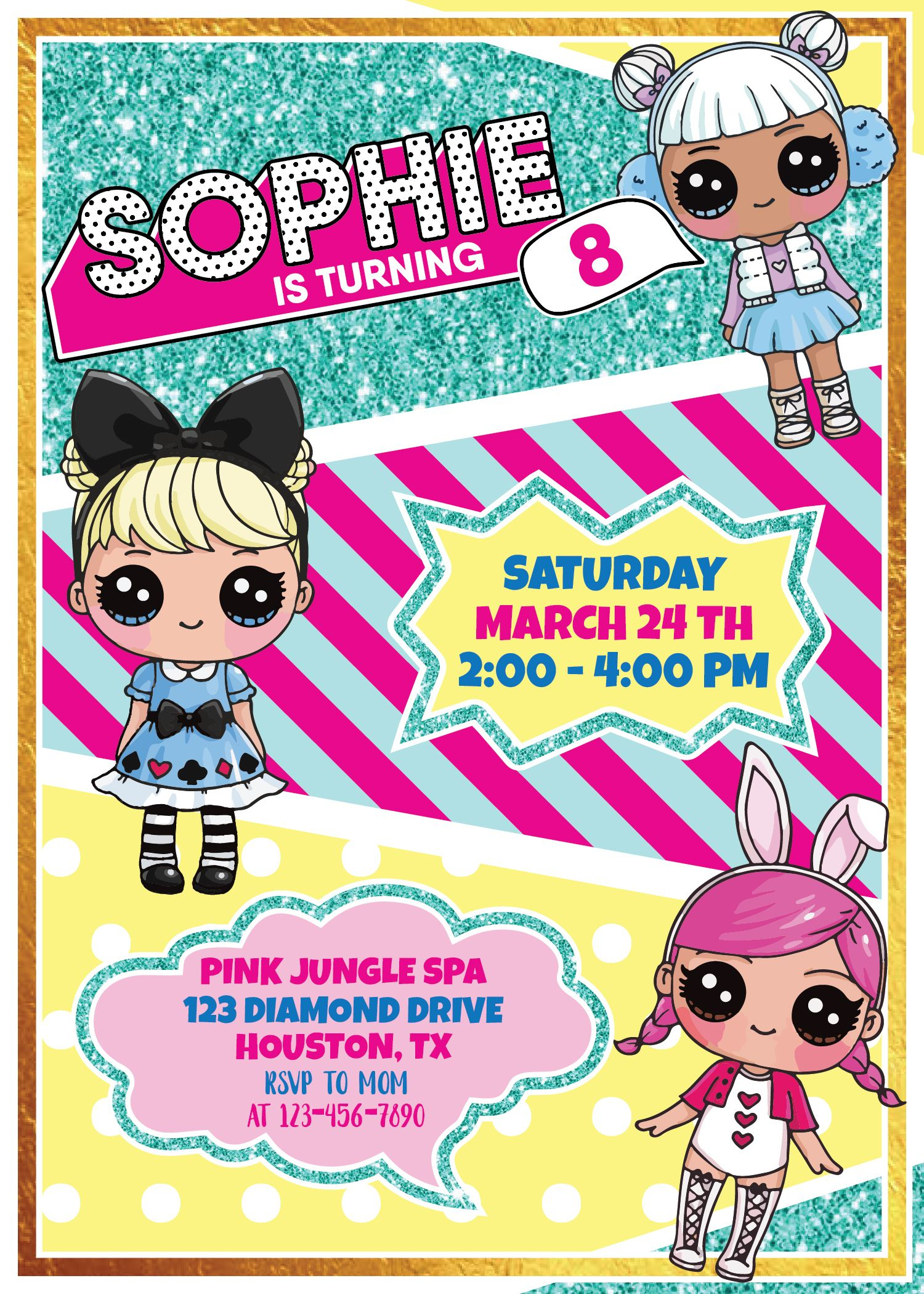 LOL Suprise Doll Birthday Party LOL Suprise Doll Invitation Printable LOL Suprise Doll Birthday Party LOL Suprise Doll Invitation Printable