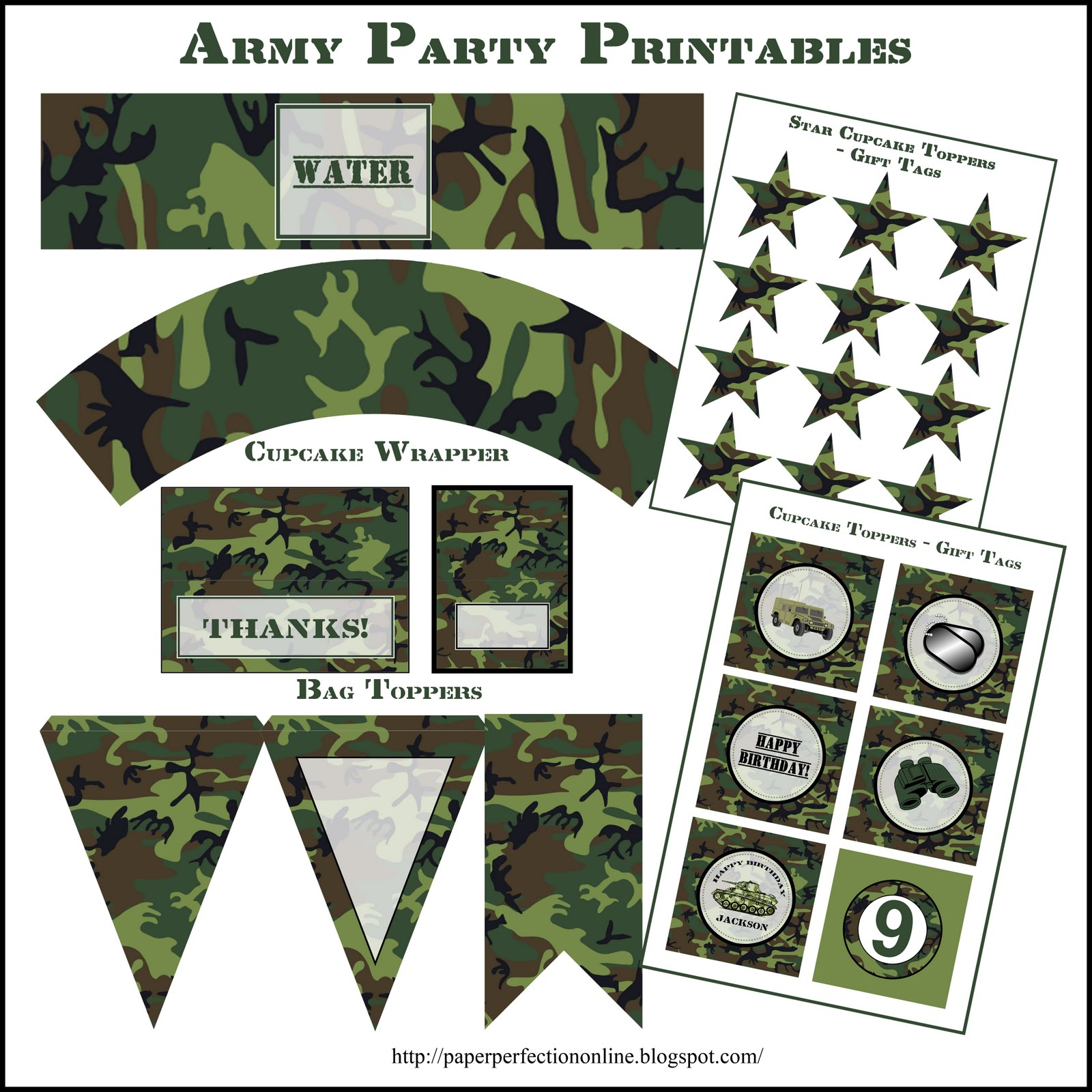 Paper Perfection Army Party Printables Paper Perfection Army Party Printables