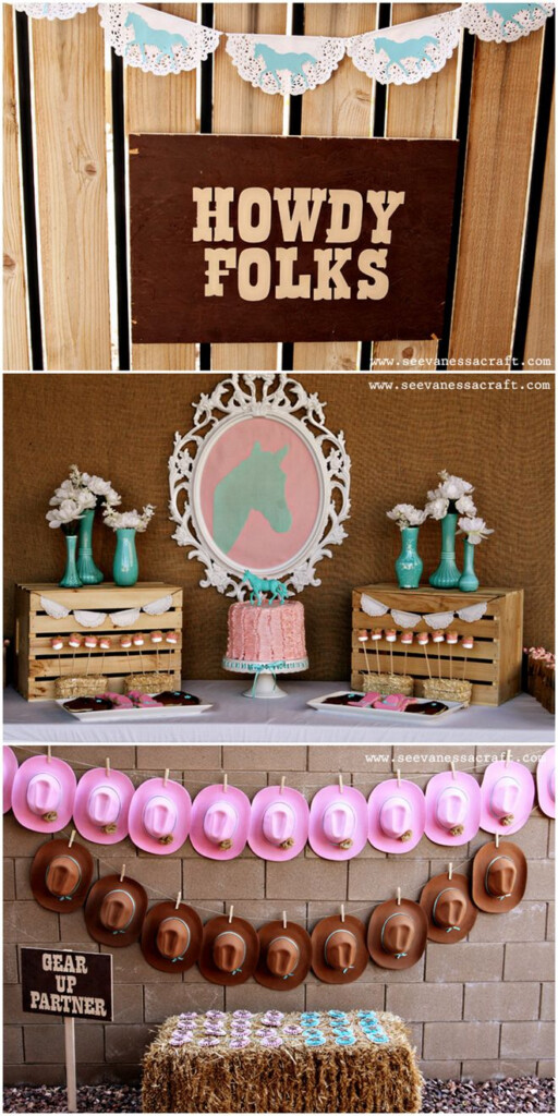 Pink And Aqua Cowgirl Themed Birthday Party Cowgirl Birthday Party 
