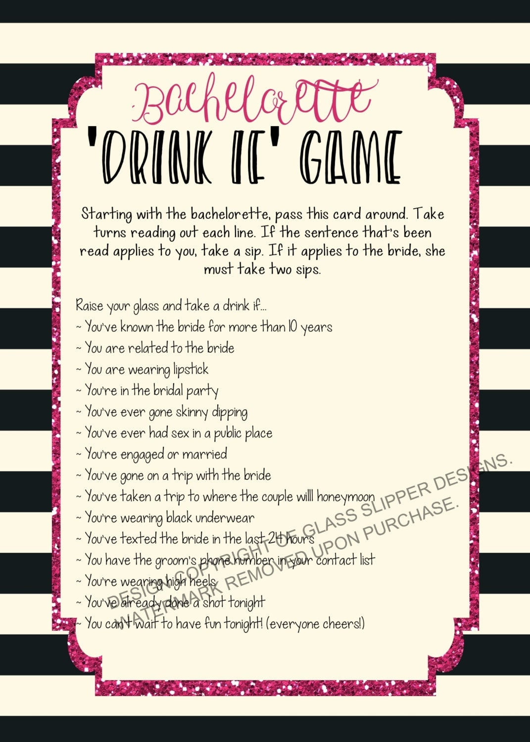 Printable Bachelorette Game Bachelorette Drinking Game Printable Bachelorette Game Bachelorette Drinking Game