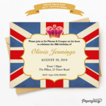 Printable PDF Royal British Theme Birthday Party Invitation Download