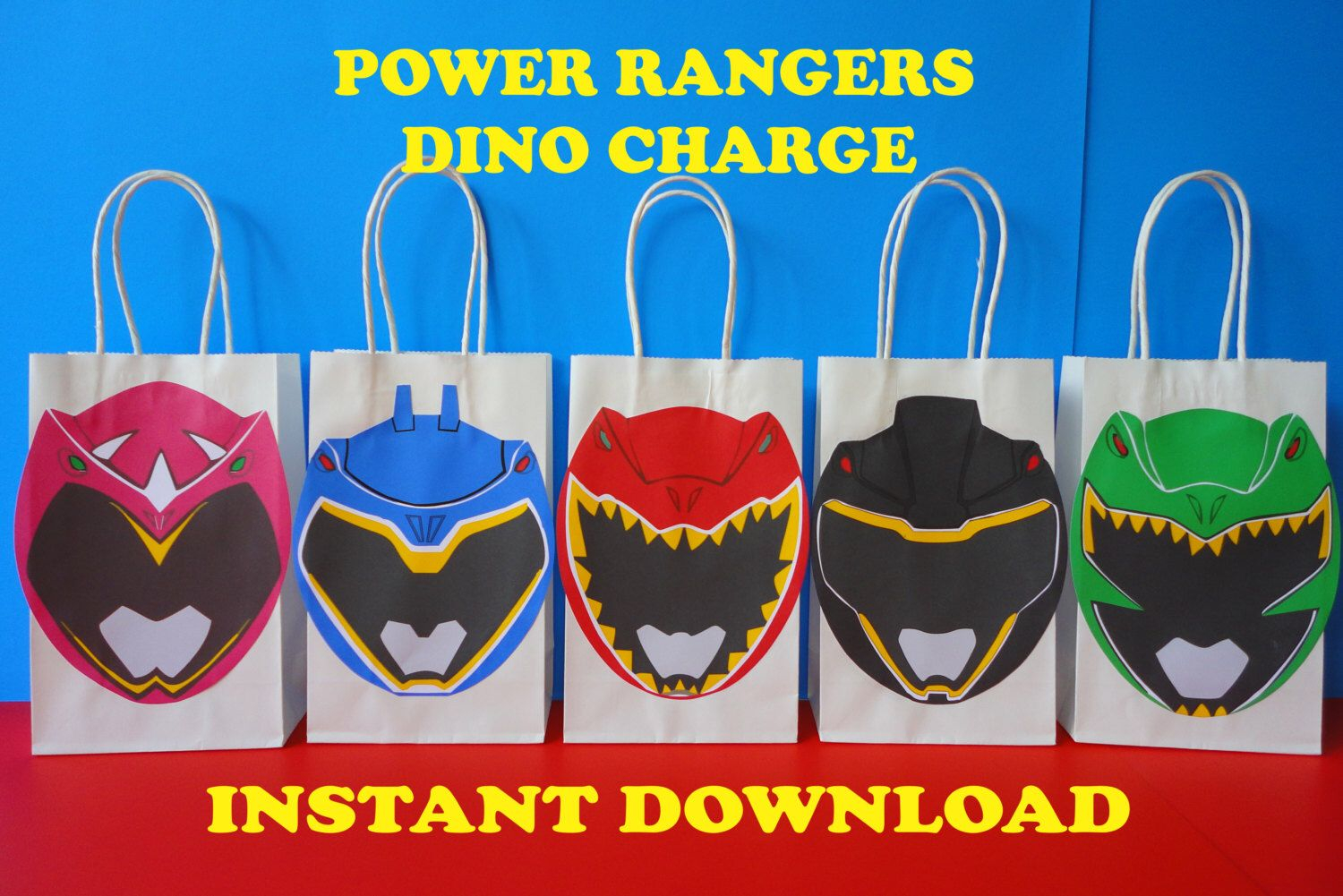PRINTABLE Power Rangers Dino Charge Party Favor Bags Power Rangers PRINTABLE Power Rangers Dino Charge Party Favor Bags Power Rangers