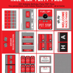Race Car Party Printables Invitations Decorations Red Race Car