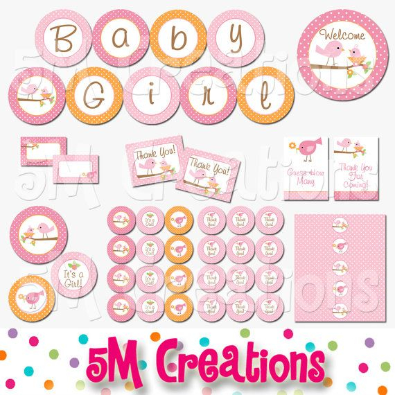 Tweet Bird Baby Shower Printable Decorations Baby Girl Etsy Bird 