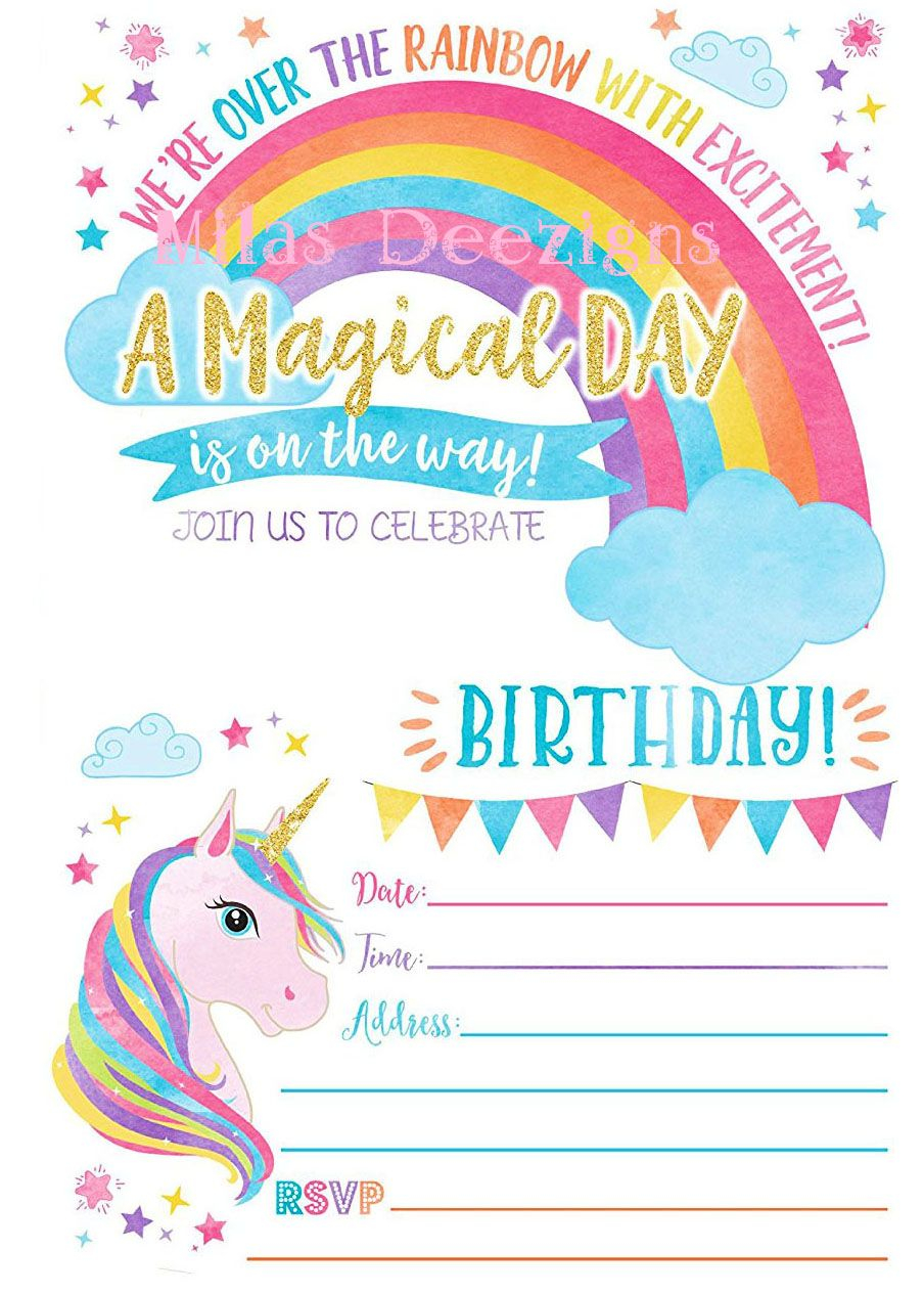 Unicorn Birthday Invitations Free Unicorn Birthday Invitations Free